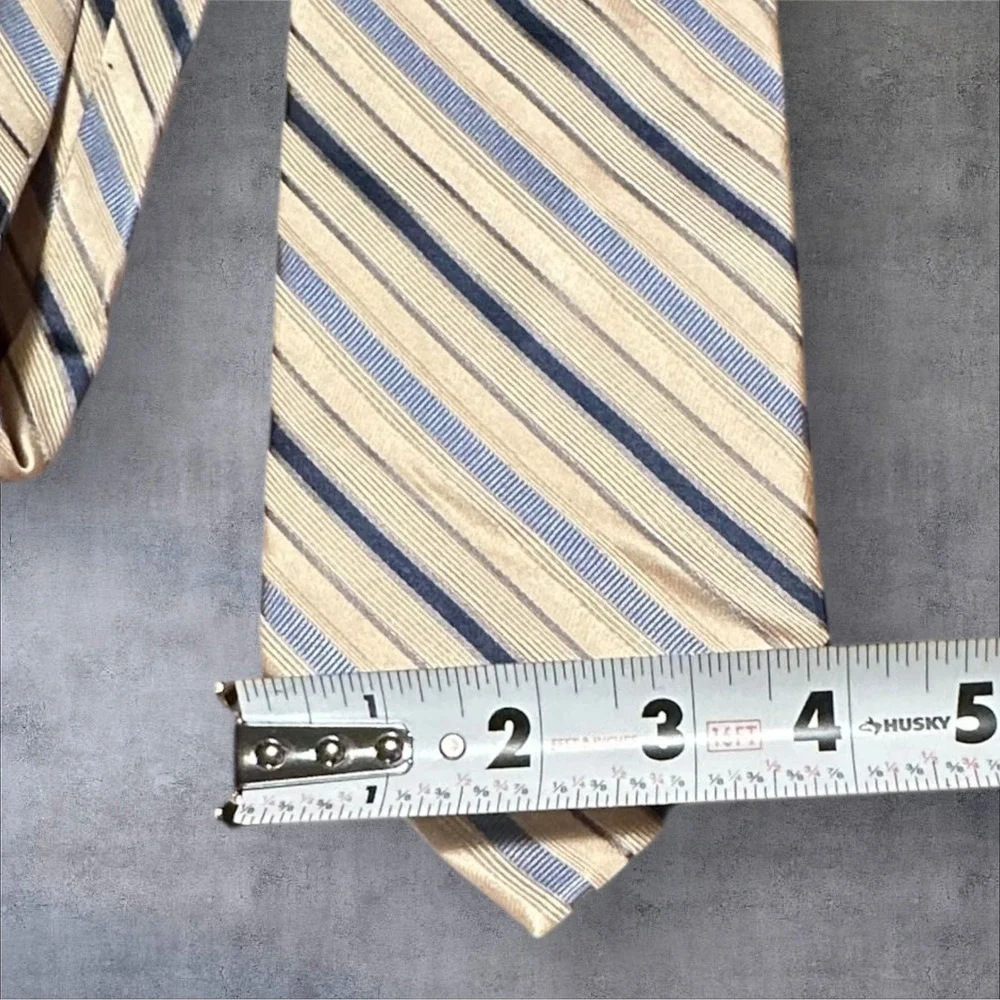 Roberto‎ Villini Silk Tie Blue Pale Yellow Diagonal Stripe 3.75